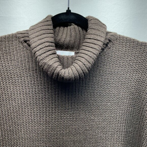 XS DRESS Ribbed Turtleneck Sweater Dress Belle by Kim Gravel-BROWN $54 - Picture 6 of 15